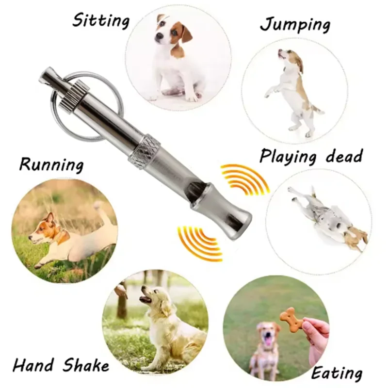 Dog Training Device Ultrasonic High-Frequency Sound Adjustable Dogs Whistle Stainless Steel Durable Pet Training Dog Whistle 4