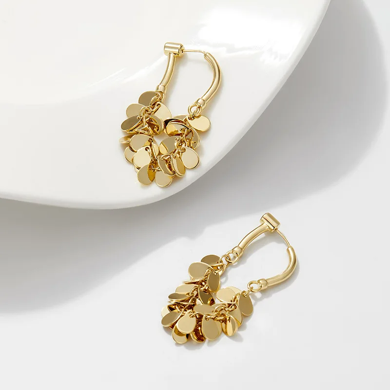 Fashion Exaggerated Long Tassel Earrings for Women Sparkling Circular Rectangular Shape Hoop Earrings Female Elegant Jewelry