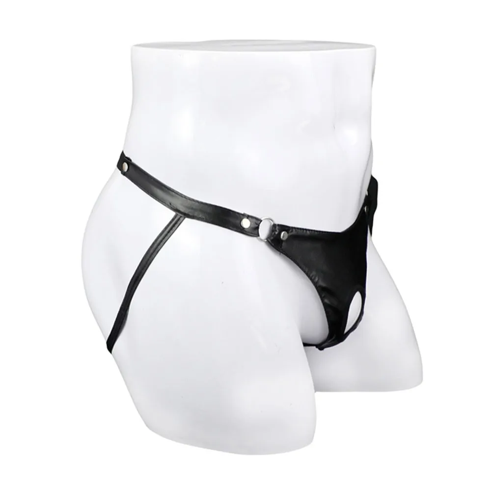 Description Picture 5 of itemSexy Men‘s Artificial Leather Metal Ring Thongs Jock Strap Underpants Underwear Pump Man Brazilian Thong Panties