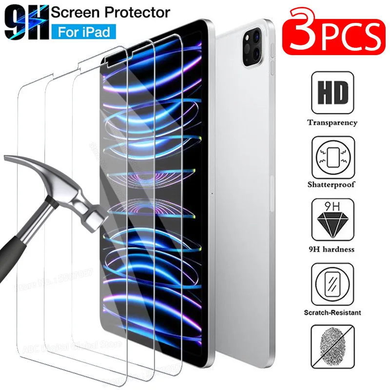 3 Pezzi Di Vetro Temperato Per Ipad 5Th 6Th 7Th 8Th 9Th Screen Protector Per Ipad 11 Pro Air 4 5 Vetro Protettivo 9.7 10.2 10.9 11 Pollici