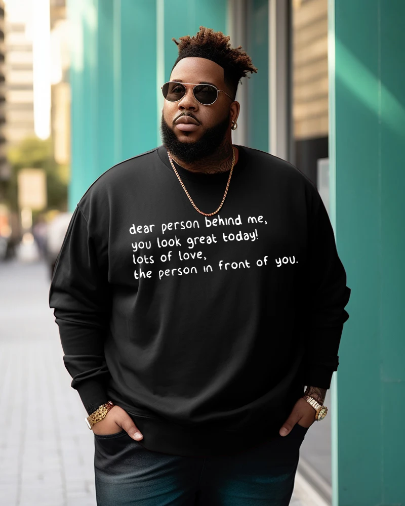 Biggmans Men's Plus Size Clothing Rose Font Printing Black Disappointed but not Surprised Sweteshirt Custom Made 7XL 8XL 9XL