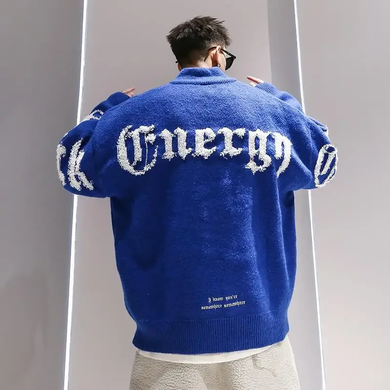 Sudadera Overfit para hombre, estilo Harajuku, con cremallera, jersey de lujo para hombre, color pastel, Y2k, estilo vintage, novedad de invierno, una pieza