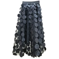 QING MO Polka Dot Women Skirt Black 2023 Spring Summer New Korean Fashion Trend Patchwork Mesh Skirt Streetwear Dress ZXF1016 - Image 4