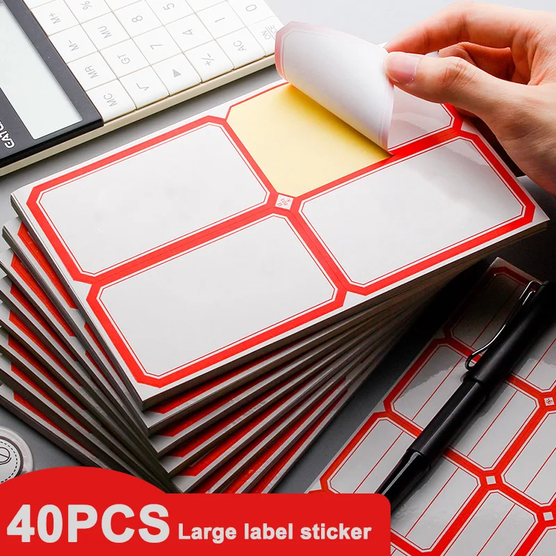 40pcs Self Adhesive Large Label with Blank Self adhesive Sticky Note Stickers Name Handwritten Large Rectangular Moving Label