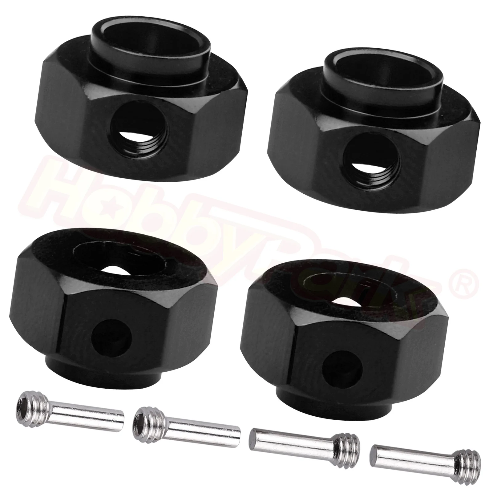 

Алюминиевые 12 мм шестигранные ступицы Распорки 6 мм удлинитель с шестигранным приводом адаптер для Traxxas TRX4 TRX4 1/10 RC Crawler (набор из 4) (черный)