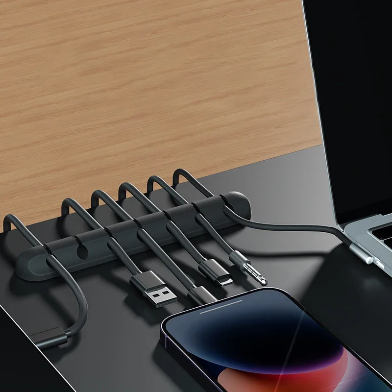 Cable Organizer Management Wire Holder Flexible USB Cable Winder Tidy Silicone Clips for Mouse Keyboard Earphone Protector cable organizer
