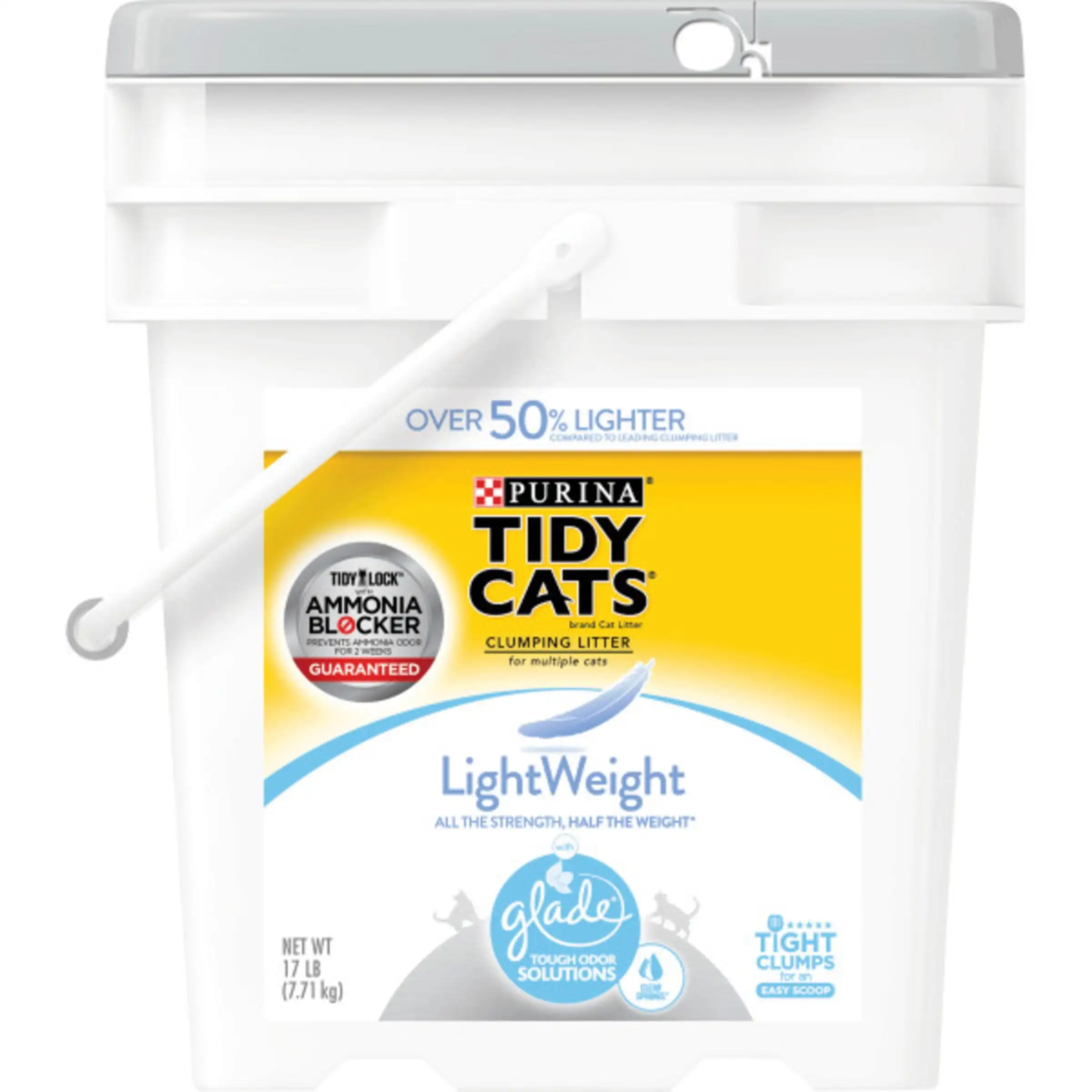 

Purina Tidy Cats Light Weight, Low Dust, Clumping, LightWeight Glade Clear Springs Multi Cat Litter, 17 lb. Pail
