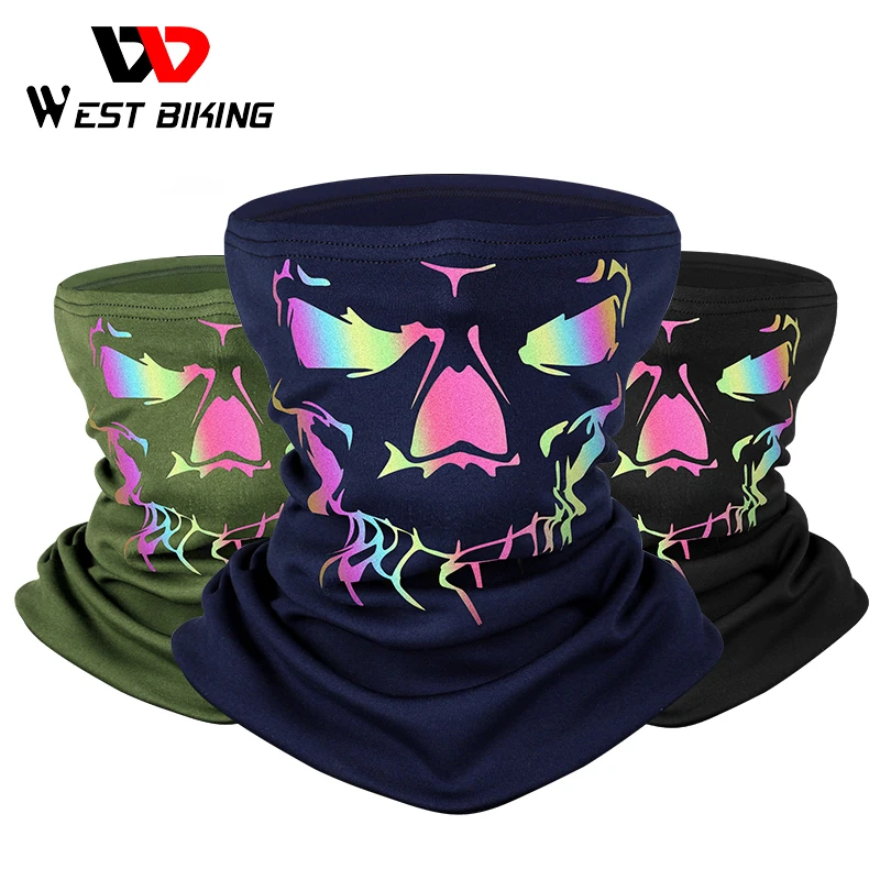 

WEST BIKING Winter Sport Scarf Reflective 3D Print Warm Windproof Face Cover Men Women Bicycle Bandana Outdoor Cycling Headwear