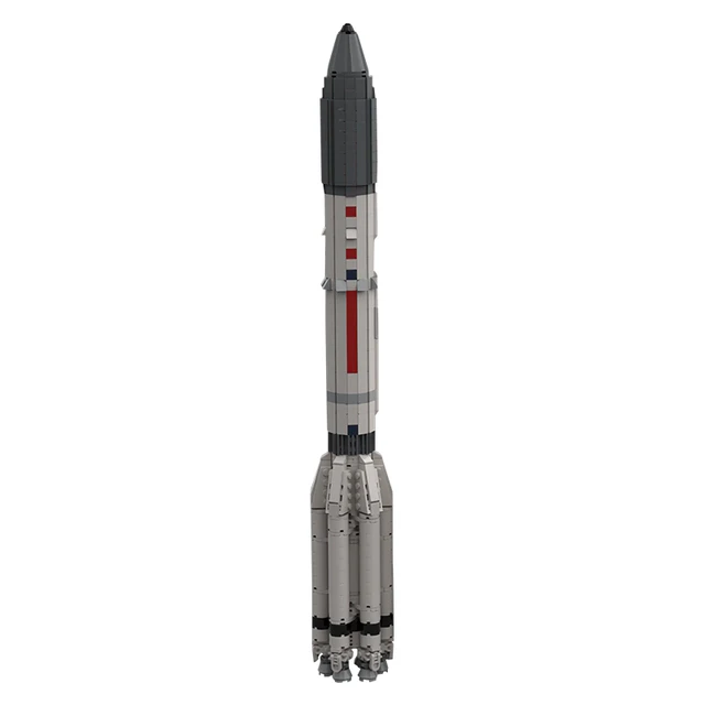 Bloques de construcción de cohete MOC Proton M, escala 1:110 Saturn V, vehículo de lanzamiento pesado, cohete, universo Artificial, ladrillos, Juguetes de regalo 1