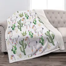 Manta de franela suave con dibujos animados para sofá, silla, cama, oficina, viaje y Camping, Llama de Alpaca