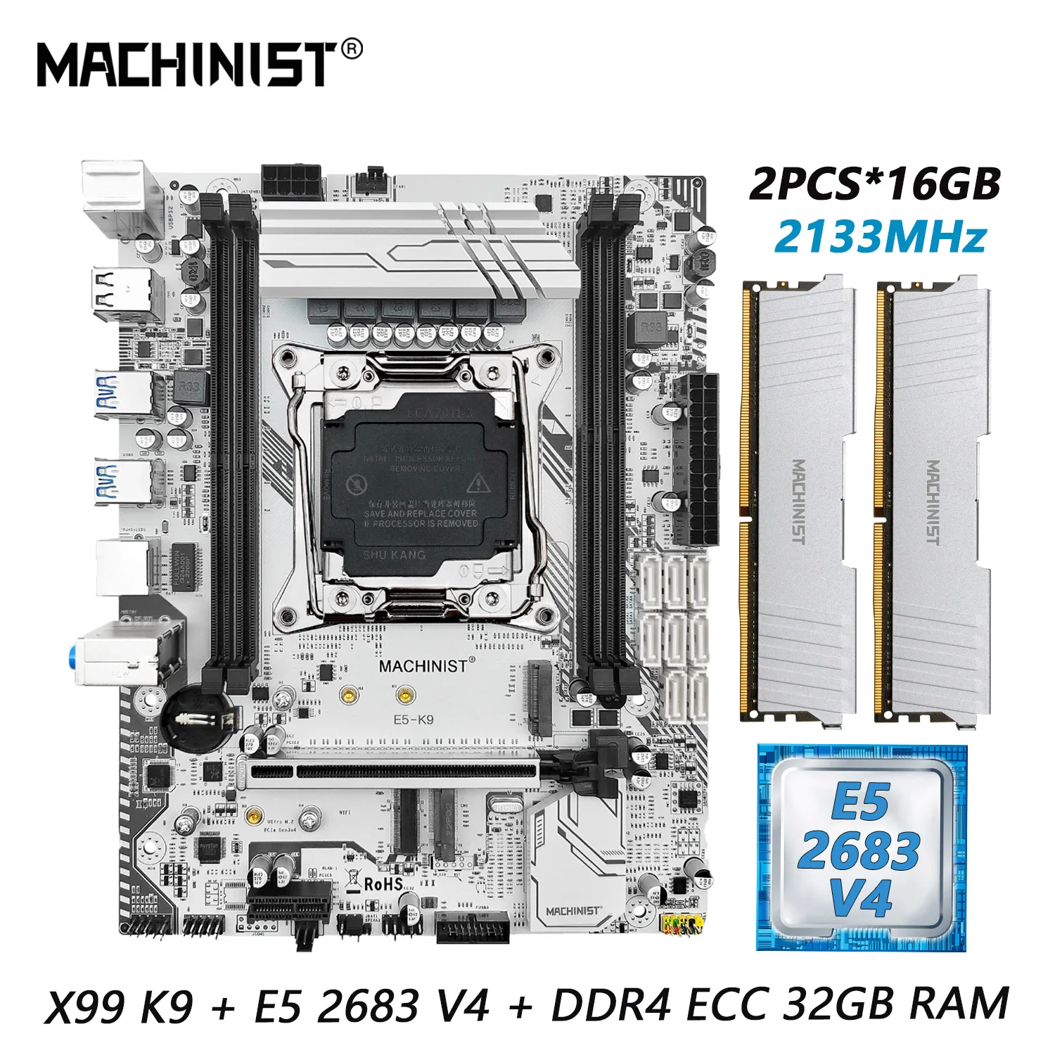 MACHINIS X99 K9 Kit Motherboard Set LGA 2011 3 Intel Xeon E5 2683 V4 ...