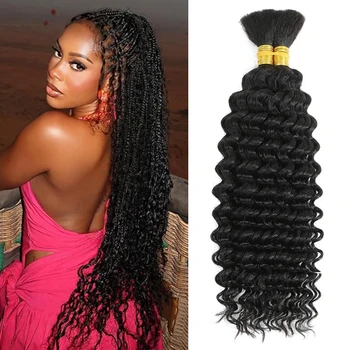 Deep Wave Bulk Human Hair Braiding Blonde Brown Curly Brazilian Hair for Human Hair Extensions for Micro Braiding No Weft 1