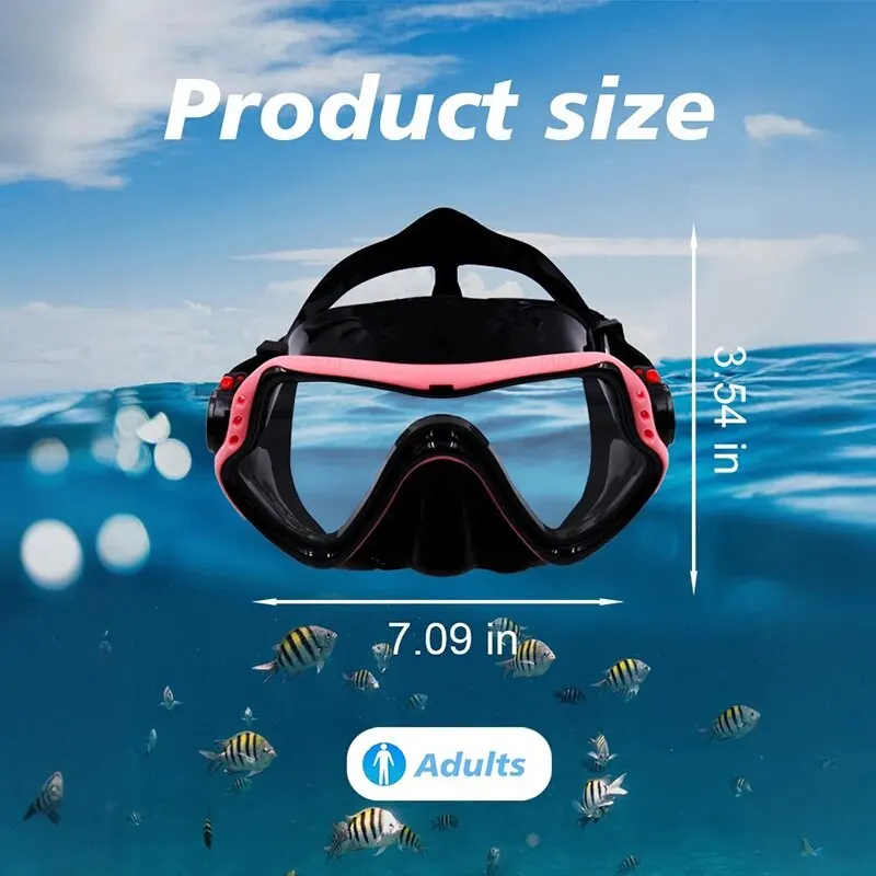 Diving Mask Snorkel Swim Goggles with Nose Cover Adult