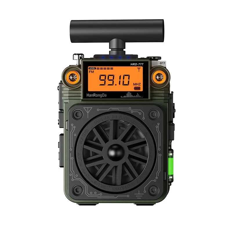 Hanrongda-ミニフルバンドラジオ受信機,Bluetooth,金属ケース,hrd 777