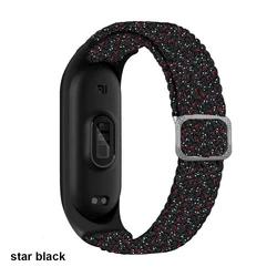 Elastic Adjustable Nylon Braided Bracelet Strap in Vibrant Colors - Mi band 8 9 10 (Star black)
