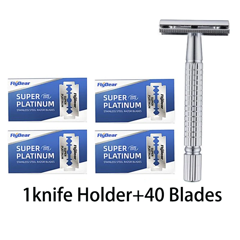 Stainless steel double-blade Razor Old fashioned manual shaving for men safety razor travel case QIWU