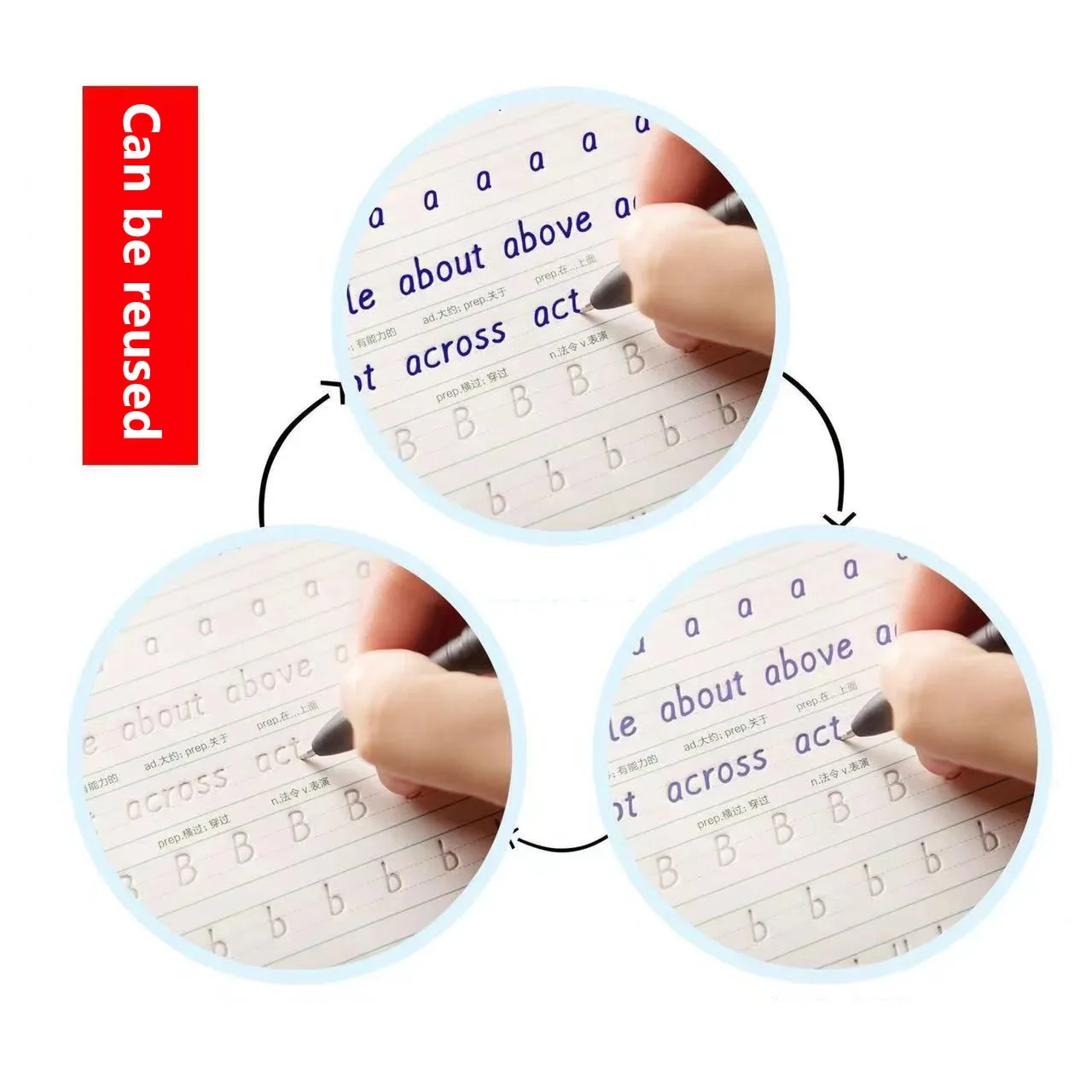 English Reusable Magic Book Copybook for Calligraphy Learning Alphabet Word Short Sentence Composition Handwriting Practice Book 4