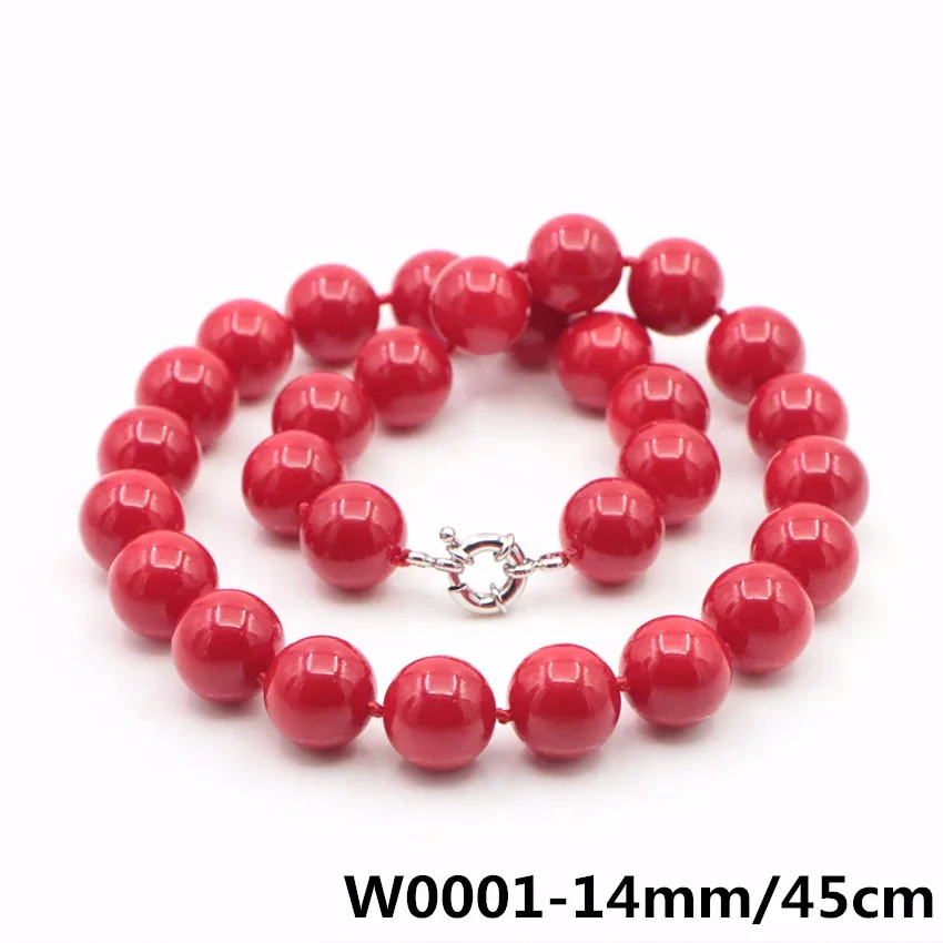 Natural Red Coral Bead Jewelry Set - 18" Necklace & Earrings, 6-14mm Round Beads, Silver Plated 2 thumbnail image