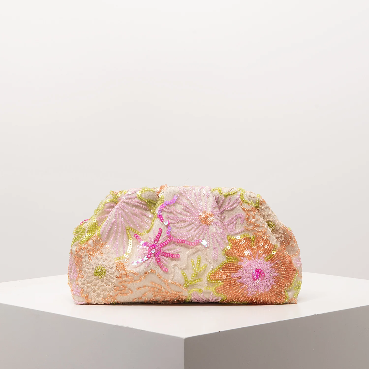 Clutch Bag Sequin Floral Embroidery Image 3
