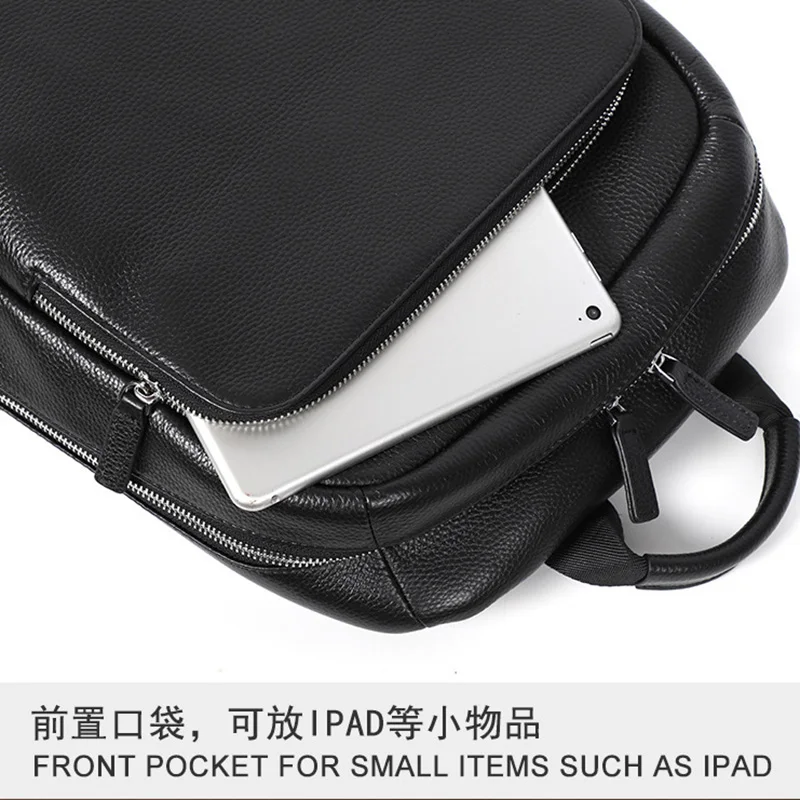 NZPJ Leather Men's Backpack Natural Cowhide Backpack Fashion Travel Bag Korean Version Schoolbag Computer Bag For 15 Inch Laptop