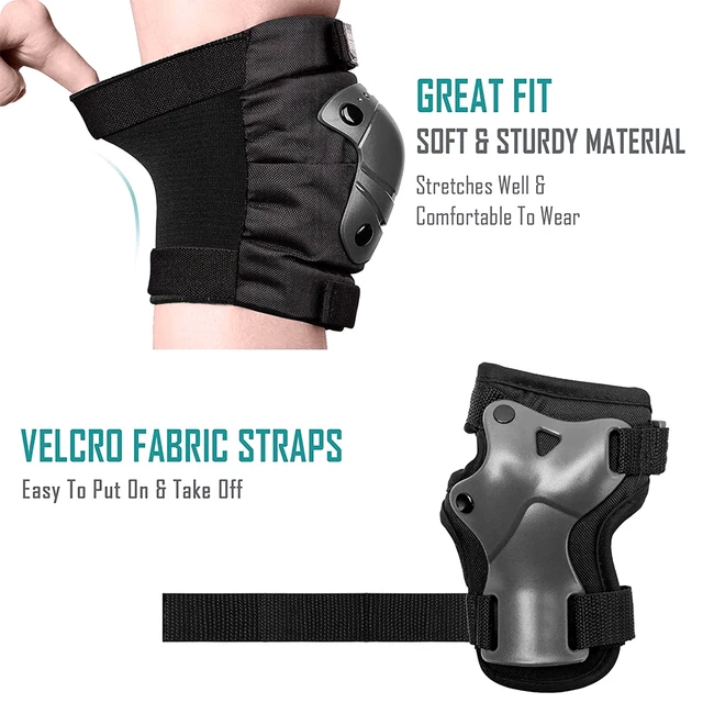 GOMOREON Kids & Adult/Youth Knee and Elbow Pads with Wrist Guards Protective Gear Set for Skateboarding Cycling Scooter Skating 3