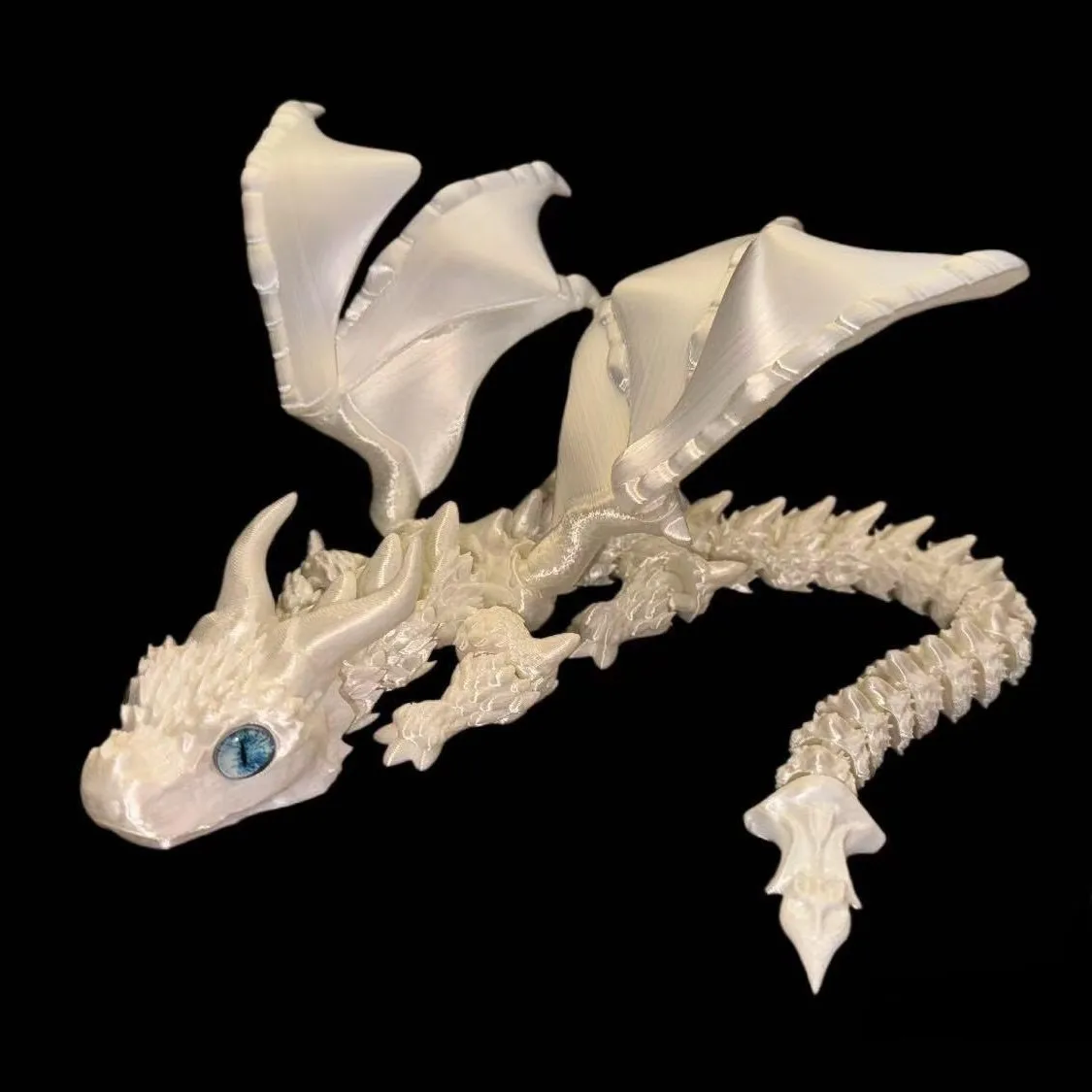 3D Printed Double Horned Dragon Figurine with Wings – Ideal