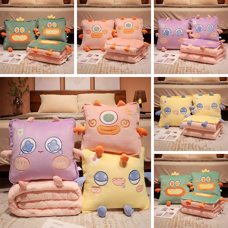 

Kawaii 2 in 1 Little Monster Cartoon Stuffed Throw Pillow Quilt Colourful Cushion Super Soft Comfortable Doll Cute Birthday Gift