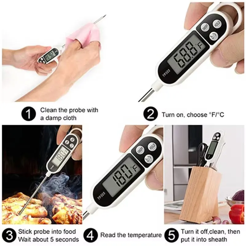 Kitchen Digital Cooking Thermometer -50~300℃ Meat Food Temperature Tester for Cooking /BBQ/Milk TP300 Food Thermometer 5