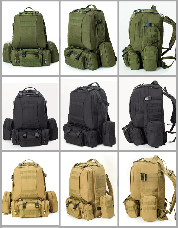 Durable 55L men's and women's camouflage mountaineering bag, outdoor high-capacity backpack combination backpack, hiking travel and cycling bag_voghion.com