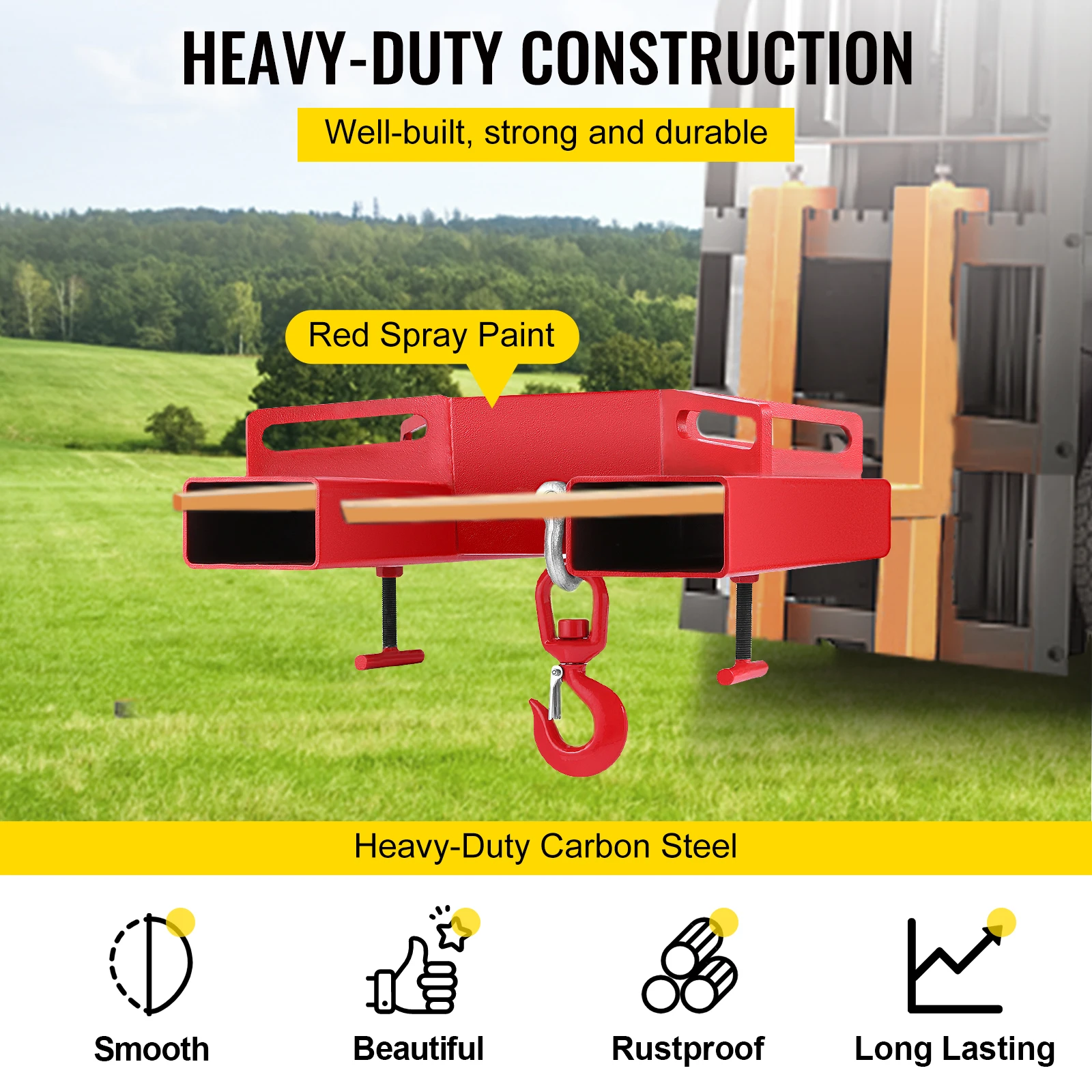 Heavy Duty Carbon Steel Forklift Lifting Hook 3Ton