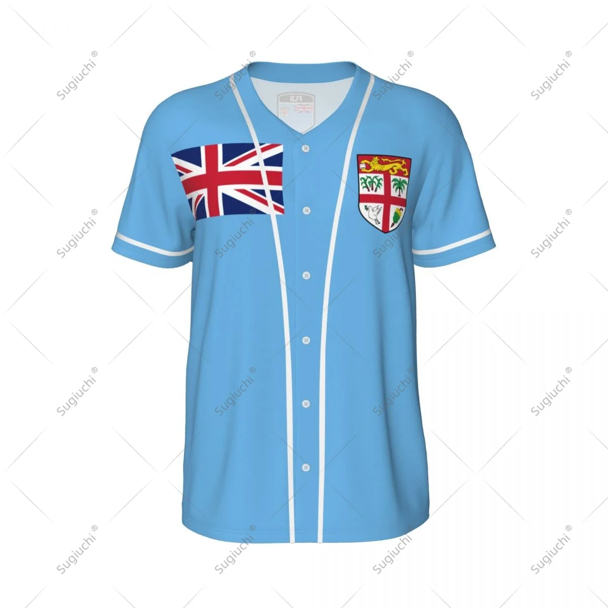 3D Printed Fiji Flag Men Baseball Jerseys Mesh Sports T-shirt Tees Name Nunber