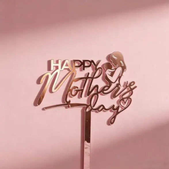 Elegant Gold & Red Acrylic MOM Cake Topper - Perfect for Mother's Day Celebrations & Birthday Parties