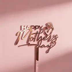 Elegant Gold & Red Acrylic MOM Cake Topper - Perfect for Mother's Day Celebrations & Birthday Parties (Rose gold 1)