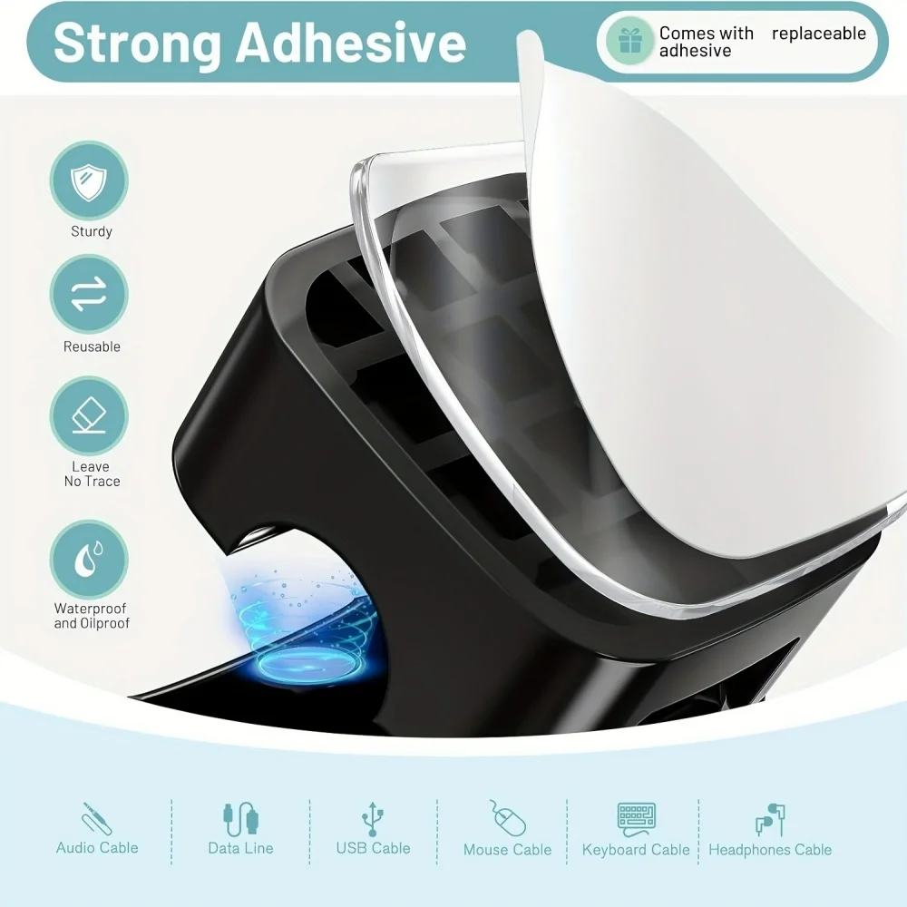 ​Magnetic Cable Clips Adjustable Cord Holder | Adhesive Under Desk Mgmt Organizer for Home Office Car Wall Desktop Nightstand​​