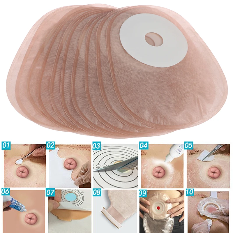 

10PCS Ostomy Bag One-piece Colostomy Supplies Anorectal Care Disposable Drainable Paste Collection Pouch Health Stercoral Pocket