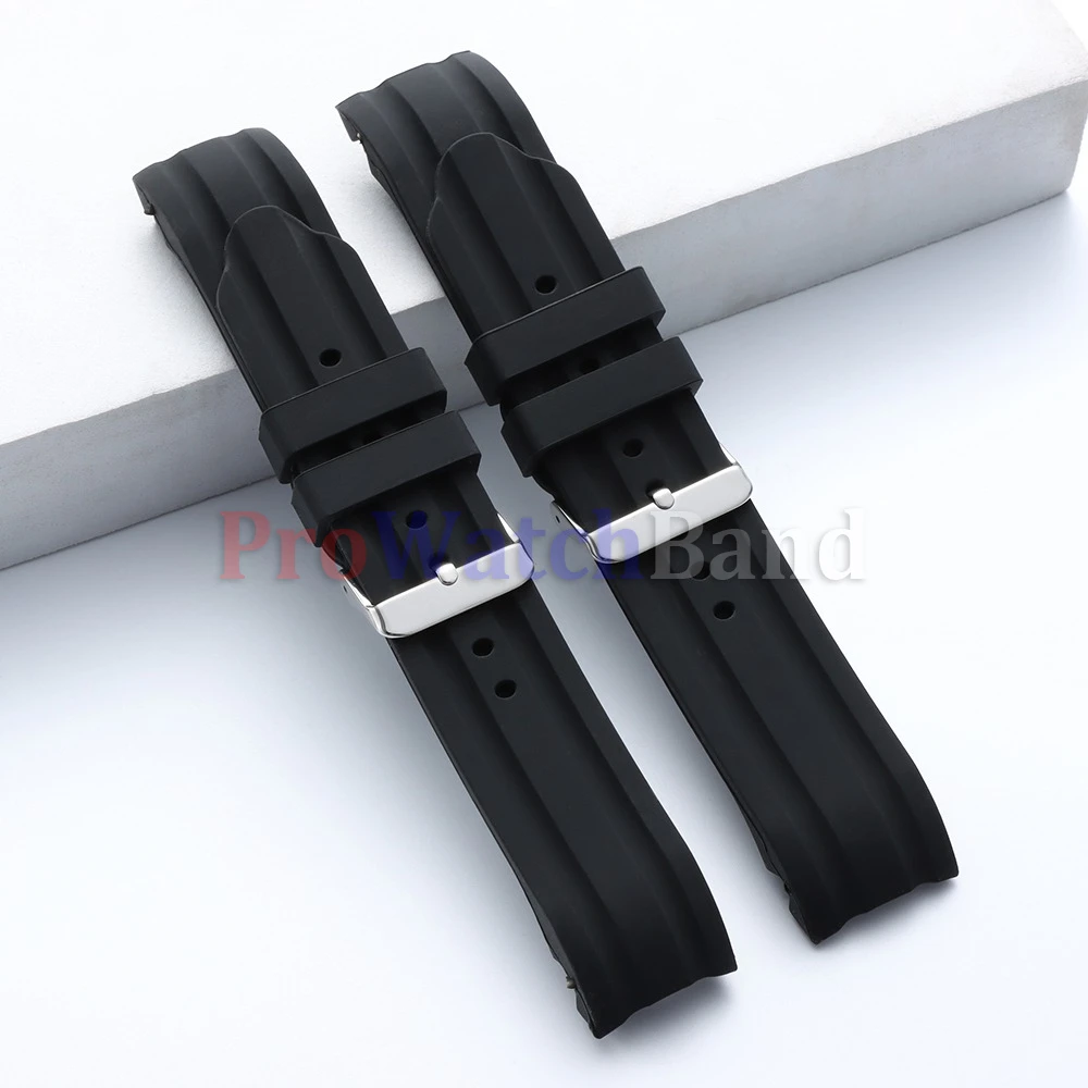 Durable Curved End Silicone Watch Strap - Waterproof & Soft Bracelet