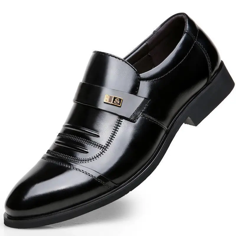 

Men dress shoes high quality Black Classic Luxury men shoes Metal Large size mens italian leather shoes Comfortable Footwear