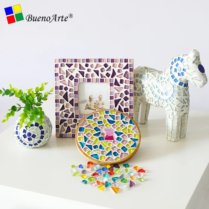 200g Crystal Glass Irregular Stone Colorful Mosaic Tile DIY Craft Material Garden Decor