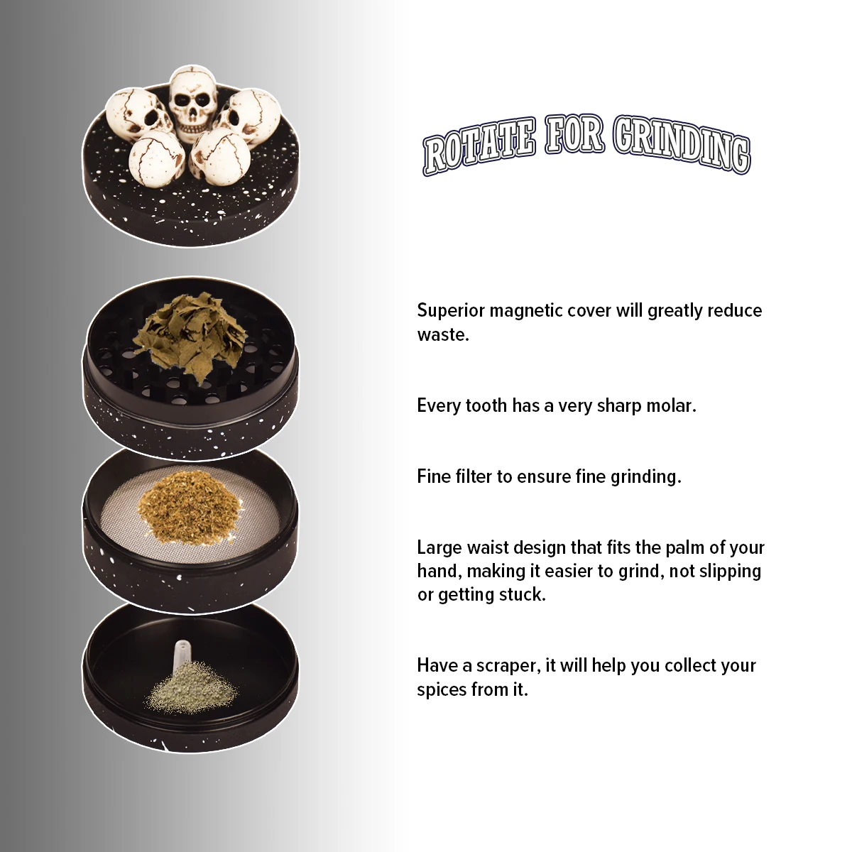1PC Skull Size Large Smoke Grinder Matte Version Vanilla Spice Crusher Multi-purpose Crusher Kitchen Tools Tobacco Crusher nut spice grinder herb grinder herb spice grinder