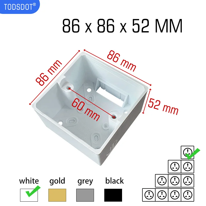 Wall Mount External Box of Switch Socket 50 mm Deep Premium Outfit Install Box Flame Retardant UL 94 V-0 PVC White switch box,wall socket box,electric distribution box