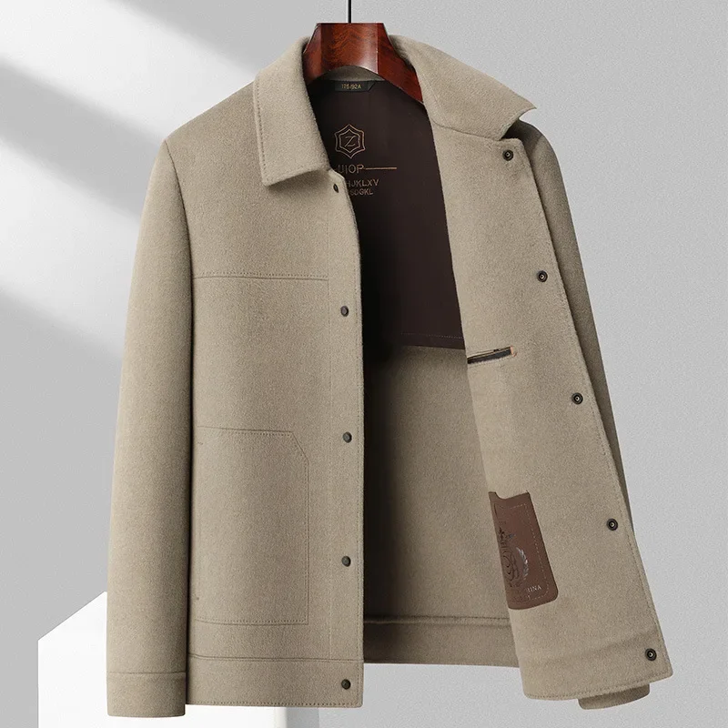 New Arrival Handmade Double-sided Autumn and Winter, Men's Detachable Down Liner, Thickened Woolen Fabric Jacket Size MLXL2XL3XL 6
