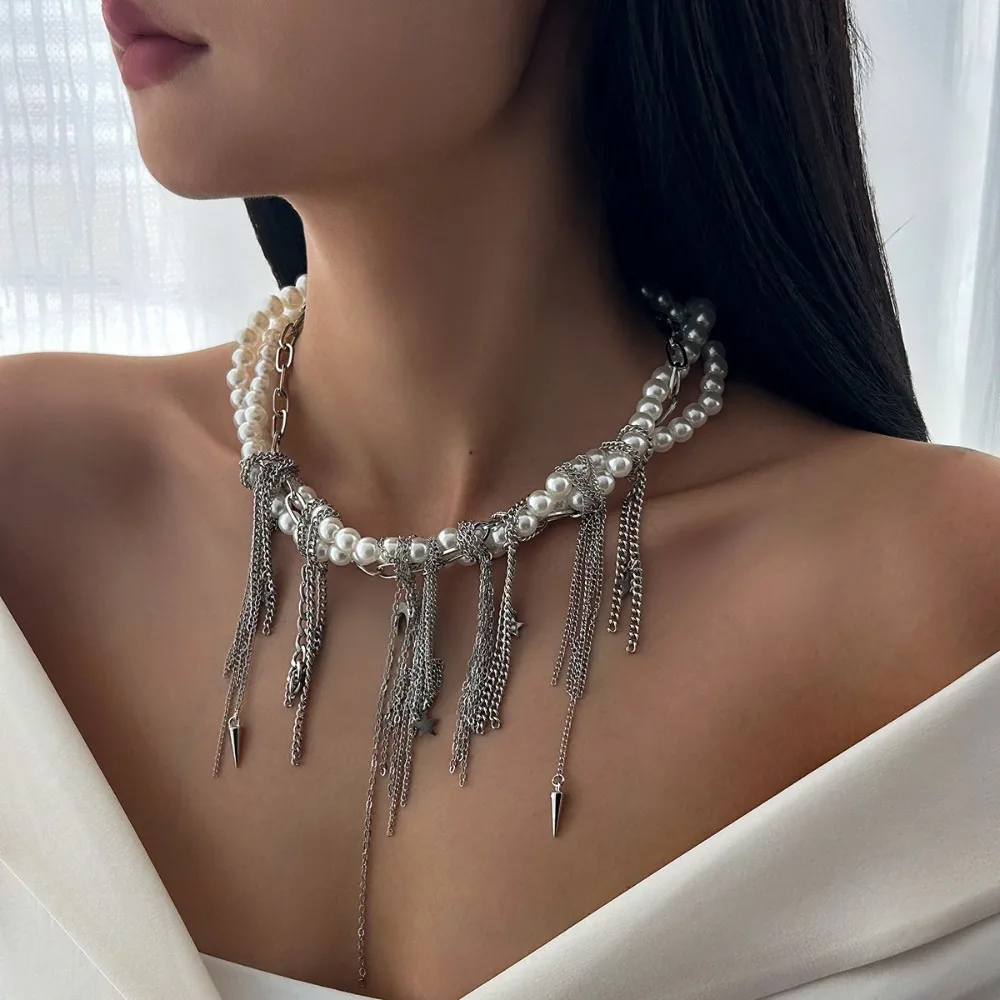 Necklace Elegant Irregular Imitation Pearl Beads for Women Vintage Party Wedding Tassels Choker Fashion Jewelry Accessories Gift
