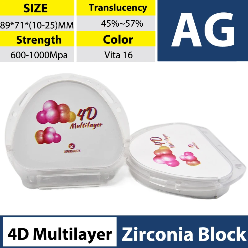 

XANGTECH Amann Girrbach AG System 4D Multilayer Zirconia Block 89*71*(14-18)MM Dental Blocks