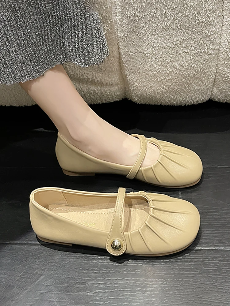 

Туфли женские с закрытым носком, повседневные кроссовки с круглым носком, Мокасины, удобная обувь в ретро стиле из искусственной кожи, резина, осень 2023