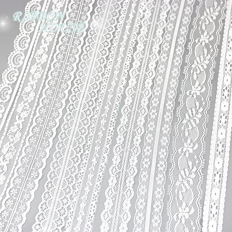 5 Yards/roll White Lace Ribbon Fabric Webbing Decoration Polyester Material Gift Packing Handmade DIY