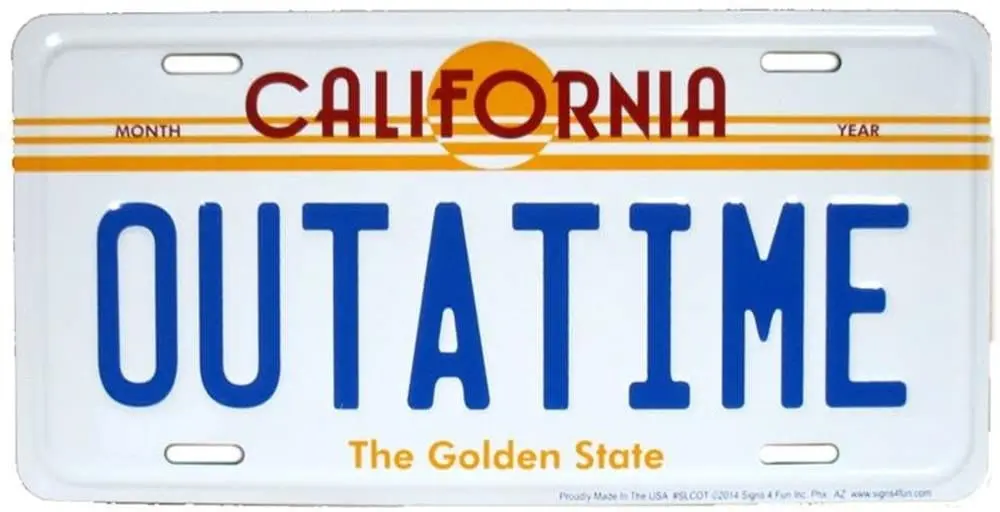 

Signs 4 Fun Slcot Outatime, License Plate