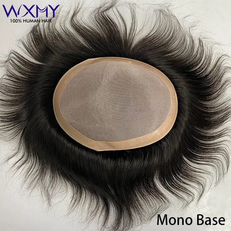 Toupee For Men Mono And Npu Base Male Hair Prosthesis Natural Human Hair Exhuast Systems Durable Men\'s Wigs Hairpieces Capillary
