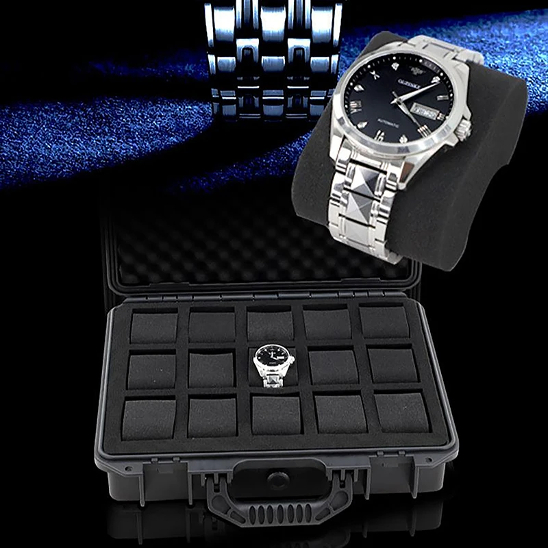 3/4Grid Waterproof Watch Storage Box Impact Resistant Case With Foam For Watches Safety Equipment Storage Case Portable Toolbox