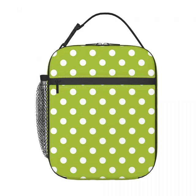 Spring Green And White Polka Dots Pattern Thermal Insulated Lunch