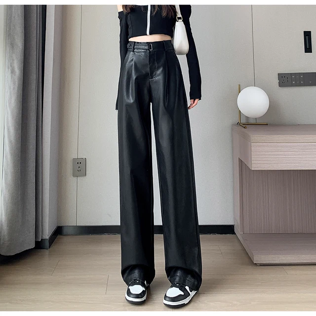Leg Trousers Leather Trousers Womens Zara High Waisted Zara